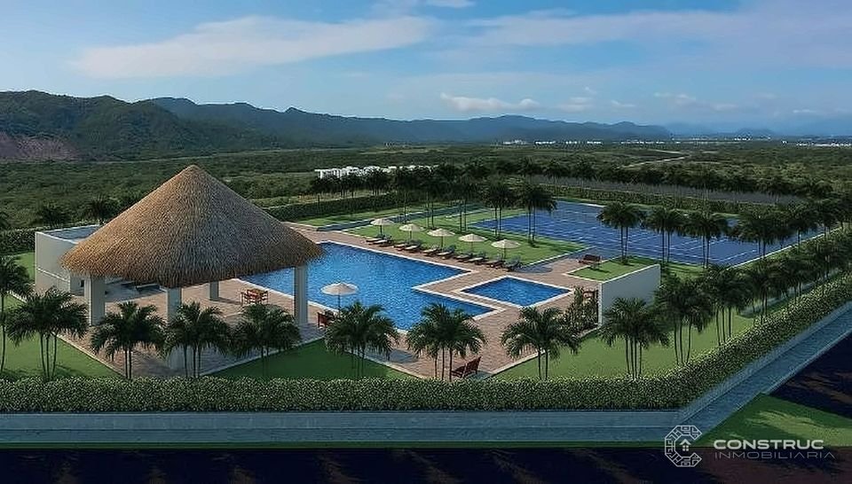 Kiosco y piscinas con vista a la cordillera (proyección) – Condominio Las Palmas